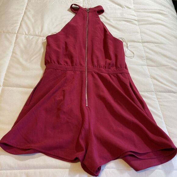 Stylestalker Hailey Romper Shorts Size Small S halter neck with pockets Pink - Picture 10 of 13